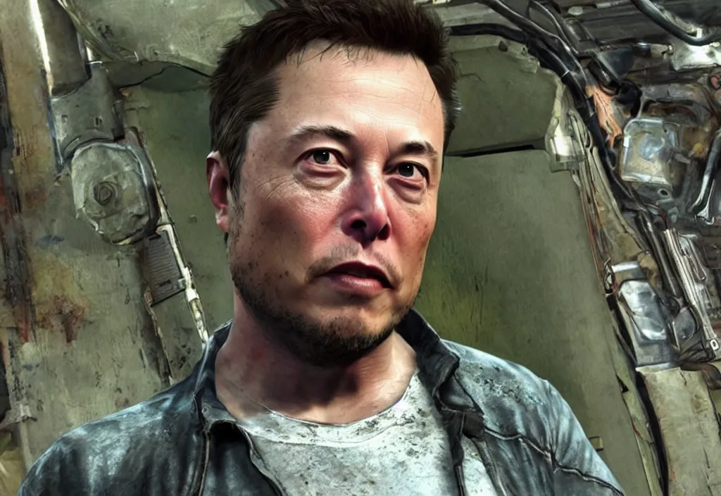 Image similar to elon musk in the last of us, elon musk in the video game in the last of us, gameplay screenshot, close up, 3 d rendering. unreal engine. amazing likeness. very detailed.