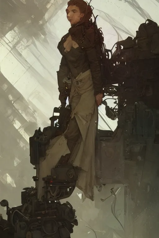 Image similar to A full portrait of a beautiful post apocalyptic offworld medic, intricate, elegant, highly detailed, digital painting, artstation, concept art, smooth, sharp focus, illustration, art by Krenz Cushart and Artem Demura and alphonse mucha