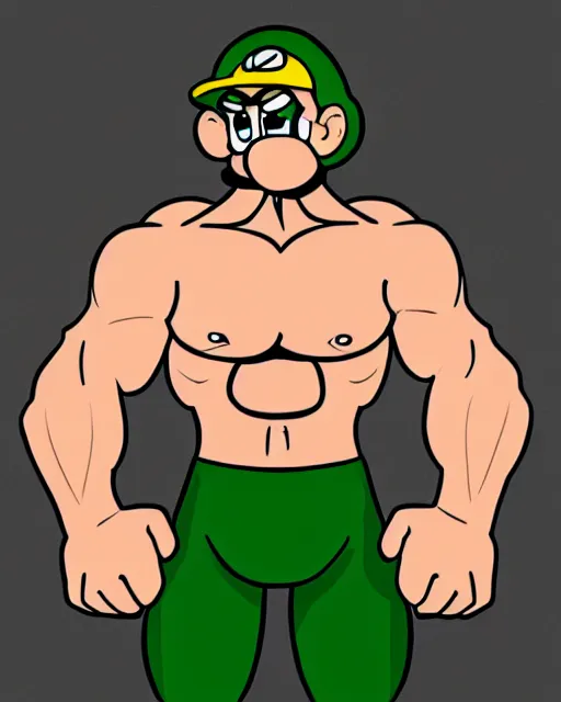 Image similar to badly - drawn deviantart muscular luigi