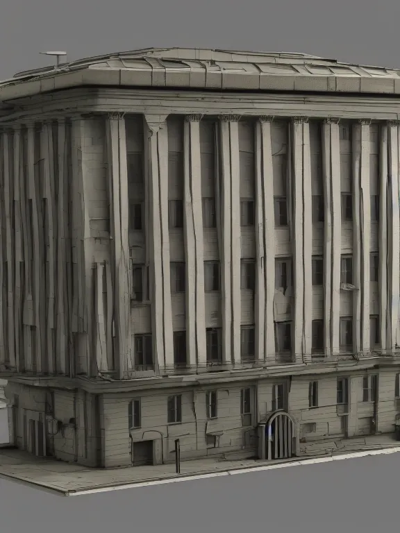 Prompt: a soviet paneled building , miniature, diorama , 3d render