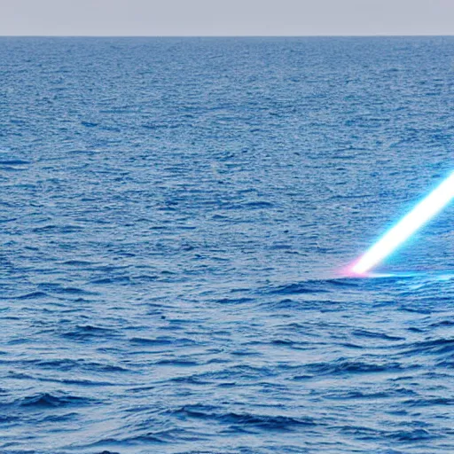 Image similar to laser beam striking the ocean