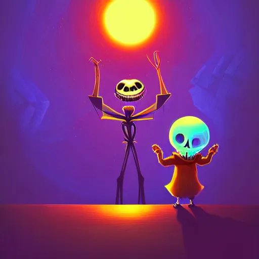 Image similar to curled perspective digital art of a cute smiling grandpa with a photo camera by anton fadeev from nightmare before christmas