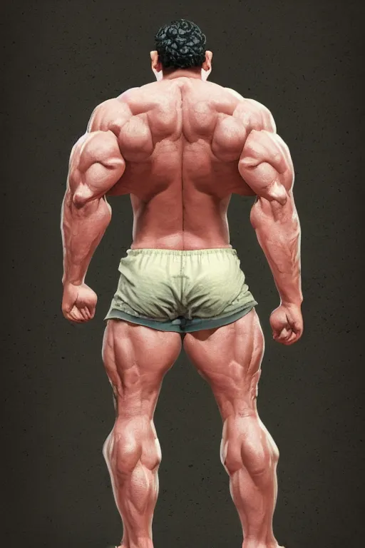 Image similar to upper body portrait of a hulking bulky swole steroids musclebound huge bodybuilder muscular herculean chiseled mr bean rowan atkinson, cinematic lighting, photorealistic, octane render, 8 k, depth of field, 3 d, art by artgerm and greg rutkowski and alphonse mucha and uang guangjian and gil elvgren and sachin ten