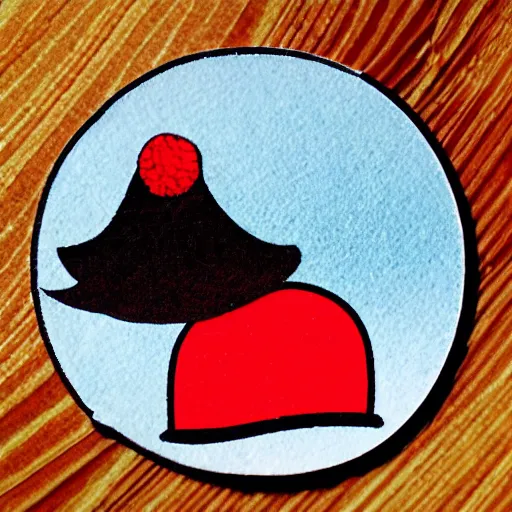 Prompt: die cut sticker, a little girl in red hat