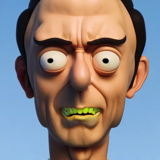 Prompt: rick from rick and morty 3 d render photorealistic unreal facial details clay soft light engine photorealistic ultra - realistic highly detailed focus photography lighting digital painting hd adultswim by kyle lambert