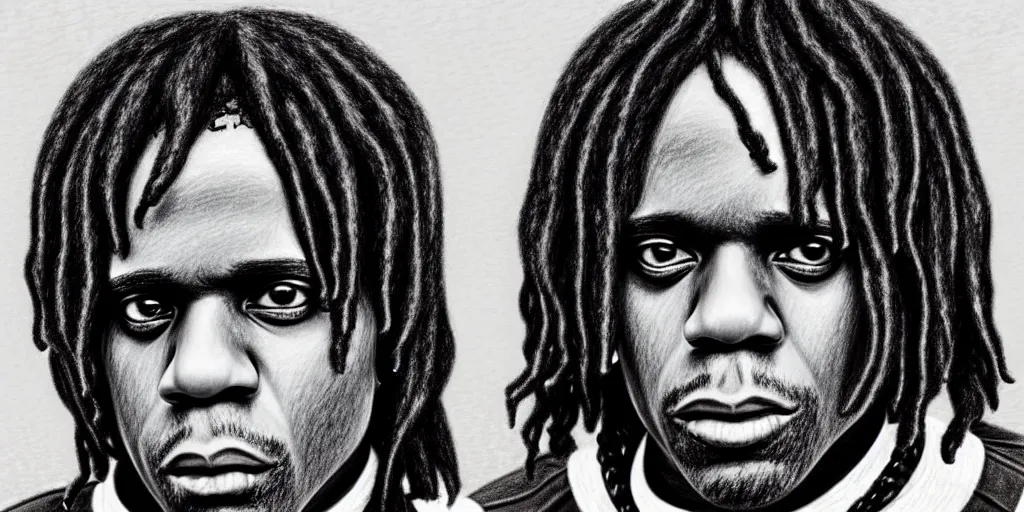 Image similar to chief keef as a muslim pencil drawing very detailed