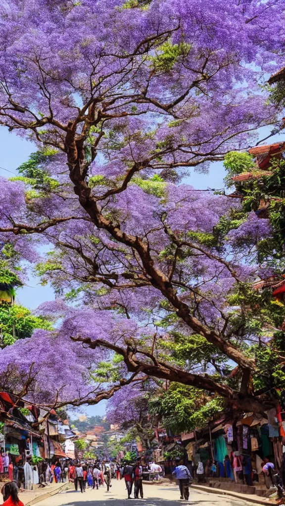 Image similar to jacaranda trees in kathmandu city streets