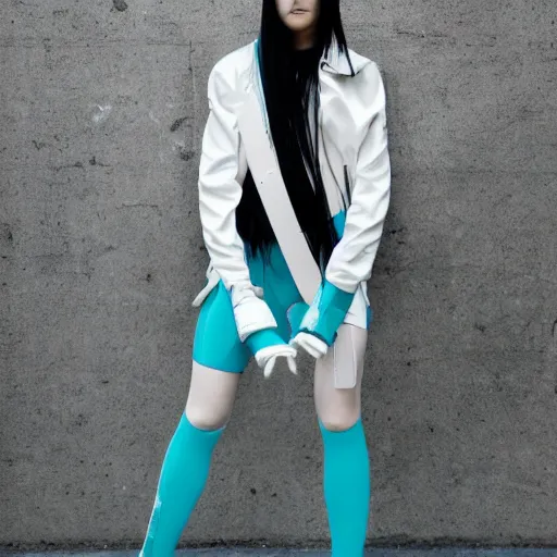 Prompt: hatsune miku wearing rick owens, fashion photography, vogue streetfashion, vsco photo, high definition
