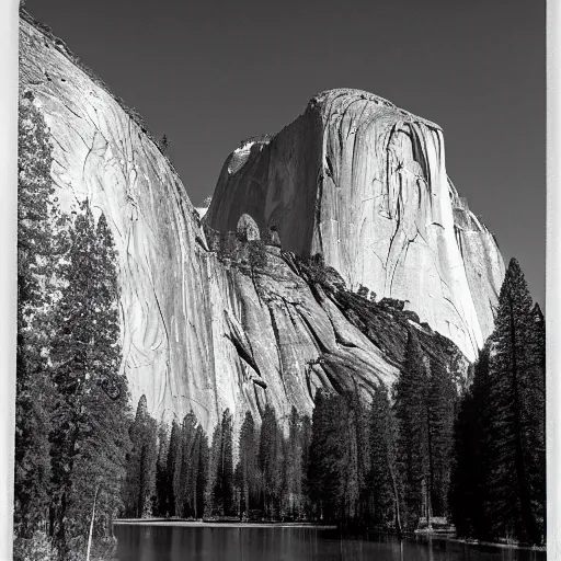 Image similar to gods cathedral at yosemite, by ansel adams