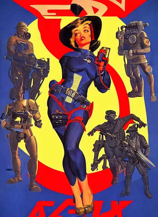 Prompt: american propaganda poster. beautiful cyberpunk assassin lady. portrait by jean giraud and anton otto fischer and john philip falter and will eisner and gil elvgren. realistic proportions. character art. science fiction d & d. tf 2, overwatch.