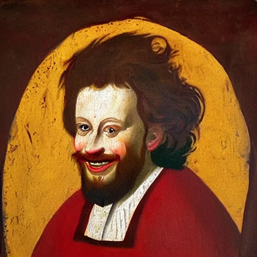 Prompt: 9 th century oil painting of king ronald mcdonald