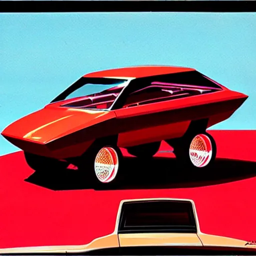 Image similar to concept art for a car with built - in meat smoker, illustrated by syd mead, high quality