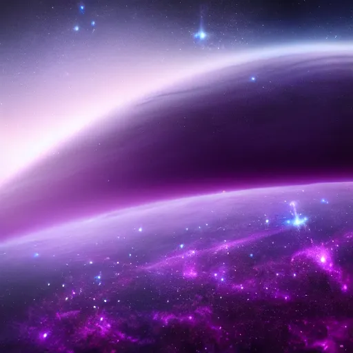 Prompt: a purple galaxy against the pitch black universe, matte painting, concept art, 4 k