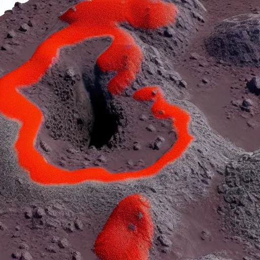 Prompt: realistic highly detailed elegant red volcanic geoid slime in a active volcano