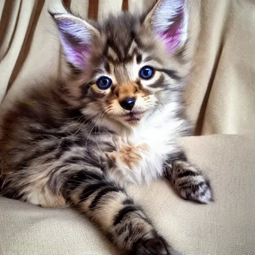 Image similar to a super cute maine coon coyote kitten