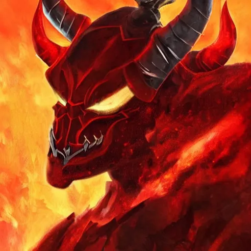 Image similar to surtur as khorne, artstation hall of fame gallery, editors choice, #1 digital painting of all time, most beautiful image ever created, emotionally evocative, greatest art ever made, lifetime achievement magnum opus masterpiece, the most amazing breathtaking image with the deepest message ever painted, a thing of beauty beyond imagination or words