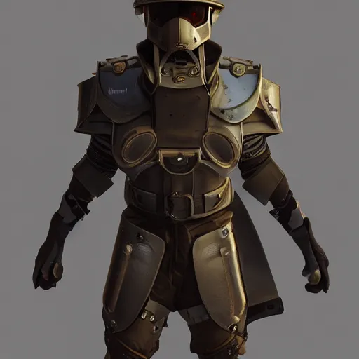 Image similar to a soldier wearing a full set of tesla armor, steampunk style, 3 d render, octane, ray tracing, ultra high detail, photorealistic, 8 k