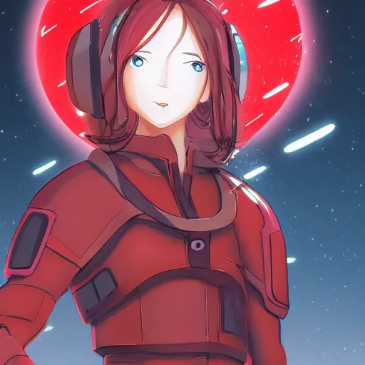 Prompt: https://www.wallpaperflare.com/static/746/532/42/digital-art-science-fiction-spaceship-red-wallpaper.jpg, anime character art