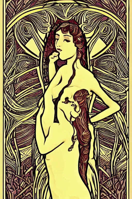 Image similar to Gaia in the style of Art Nouveau and Art Deco