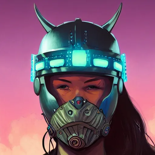 Image similar to cyberpunk viking helmet mask warrior goddess robot ninja fantasy, art gta 5 cover, official fanart behance hd artstation by jesper ejsing, by rhads, makoto shinkai and lois van baarle, ilya kuvshinov, ossdraws