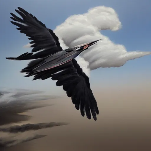 Image similar to Painting of a thunderbird trailing smoke from its wings, artstation, detailed