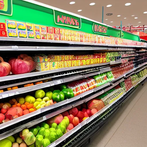 Prompt: a grocery store in a bedroom