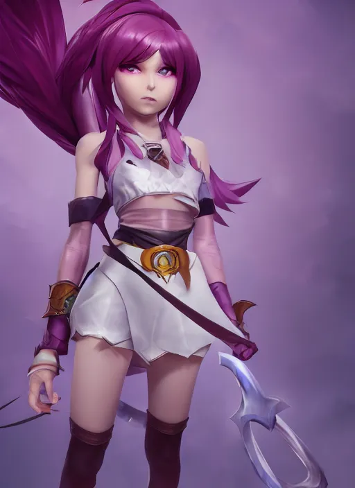 Prompt: madoka. league of legends character select art, digital art, octane render