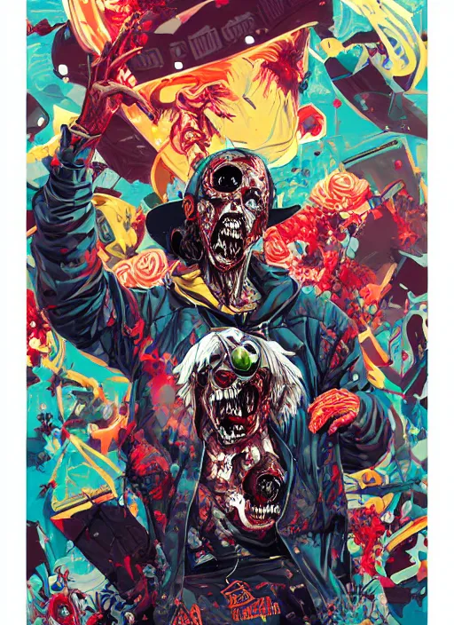 Image similar to zombie full body hiphop streetwear drip, tristan eaton, victo ngai, artgerm, rhads, ross draws