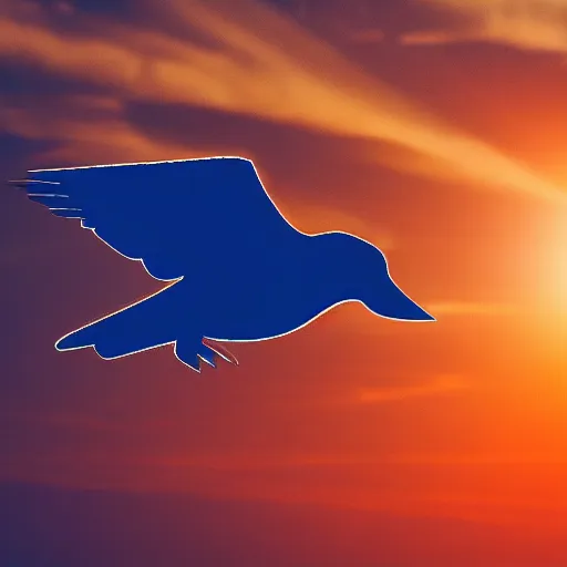 Prompt: mechanical bird flying towards the sunset over an overgrown neon jungle, 4k