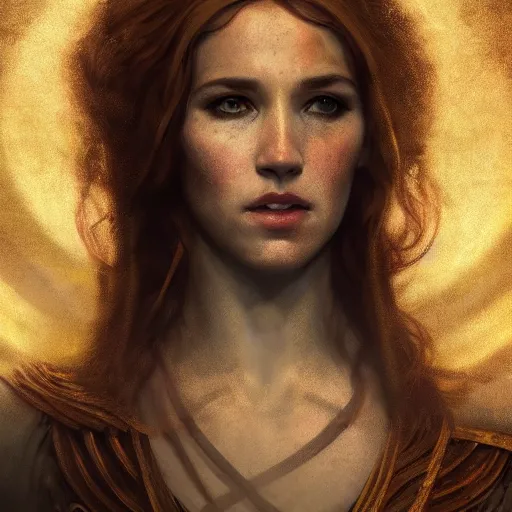 Image similar to majestic gracious seductive oracle of delphi portrait, ancient greece, atmospheric lighting, painted, intricate, volumetric lighting, beautiful, rich deep colours masterpiece, golden hour, sharp focus, ultra detailed, by leesha hannigan, ross tran, thierry doizon, kai carpenter, ignacio fernandez rios