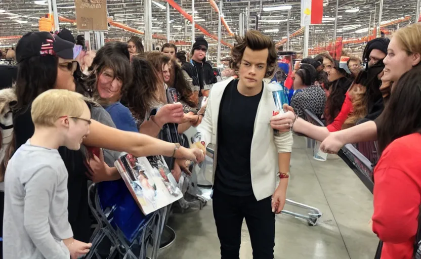 Image similar to harry styles meeting fans at costco