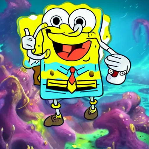 Image similar to Spongebob league of legends splash art