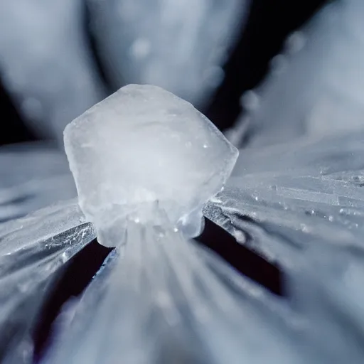 Prompt: real photo of a beautiful ice queen, macro 10mm