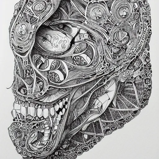 Image similar to eliezer yudkowsky, black ink on paper, trending on artstation, beautiful, intricate, detailed