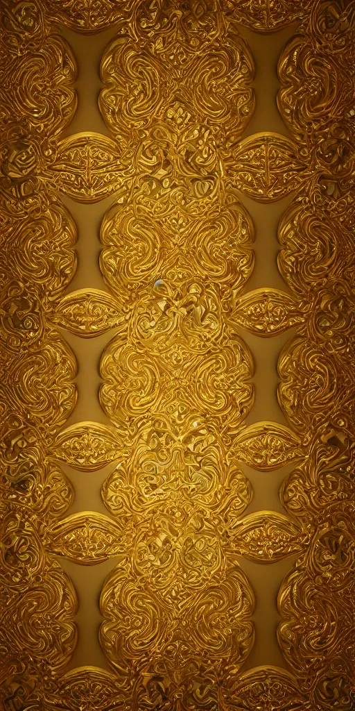 Image similar to seamless 3D baroque gold pattern, Beautiful dynamic shadows ,Artstation, versace pattern, concept design art, Octane render,8K