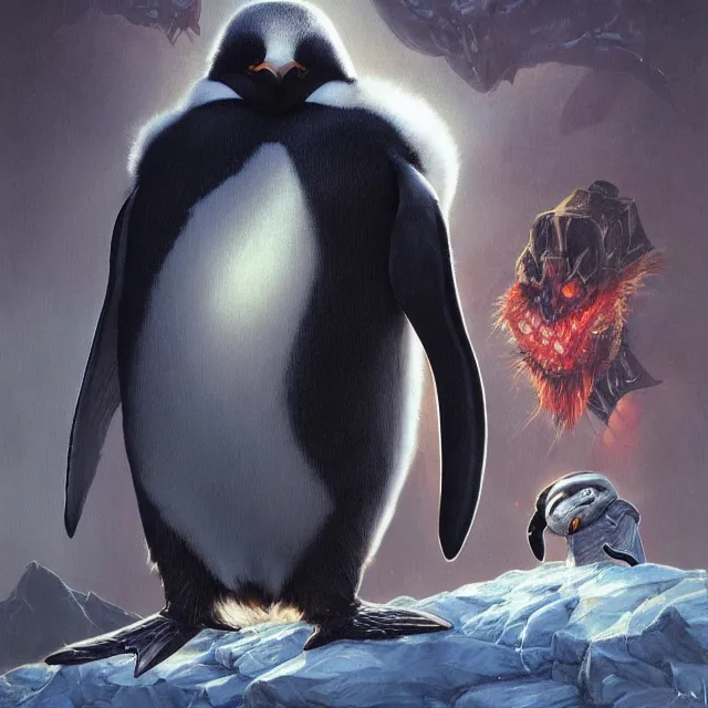 Prompt: penguin thing 1 9 8 2 creature monstr john carpenter by stanley artgerm lau, antarctica, wlop, the thing alien assimilation, metamorphose, rossdraws, frank frazetta, andrei riabovitchev, marc simonetti