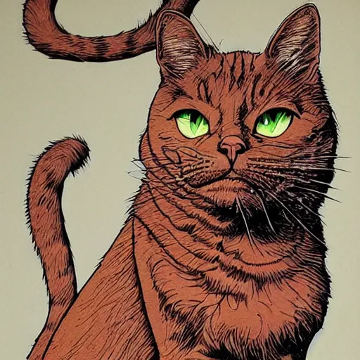 Image similar to a cat by geof darrow, detailed, realistic shading