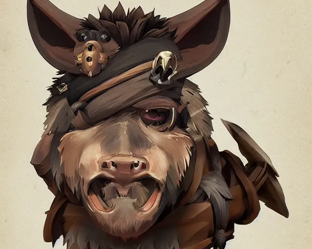 Prompt: sea of thieves character animal portrait concept art for a wild boar, cgsociety, trending on artstation, rare ltd,