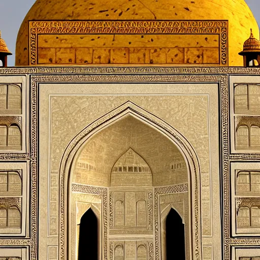 Image similar to the taj mahal made ot of cheese, 8k photorealism, extremly detailed, trending on artstation