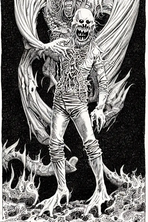 Prompt: ghost pants, d & d monster illustration, full body, pen - and - ink illustration, etching, by russ nicholson, david a trampier, larry elmore, 1 9 8 1, hq scan, intricate details, inside stylized border