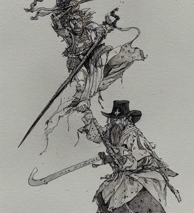 Prompt: a watercolor ink painting of a warmage holding an executioner's sword in the style of jean giraud in the style of moebius trending on artstation deviantart pinterest detailed realistic hd 8 k high resolution