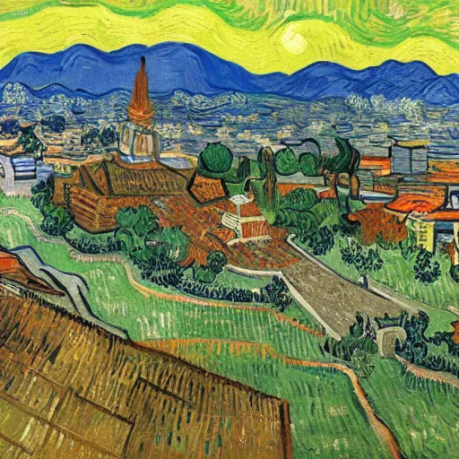 Image similar to vincent van gogh painting of mexico city, highly detailed