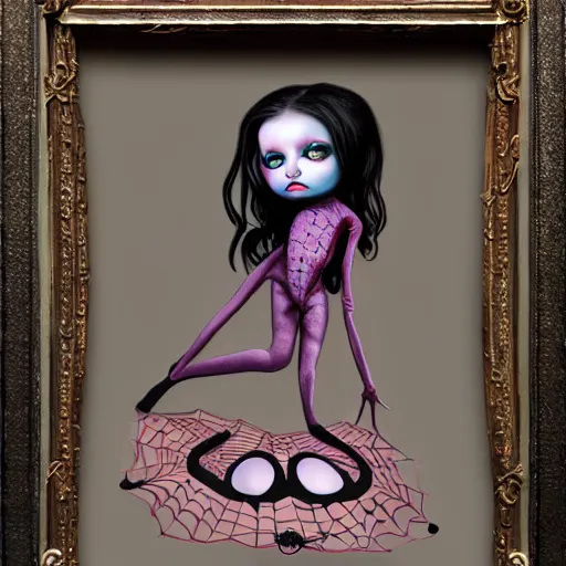 Image similar to surreal spider headed girl in the style of Mark Ryden