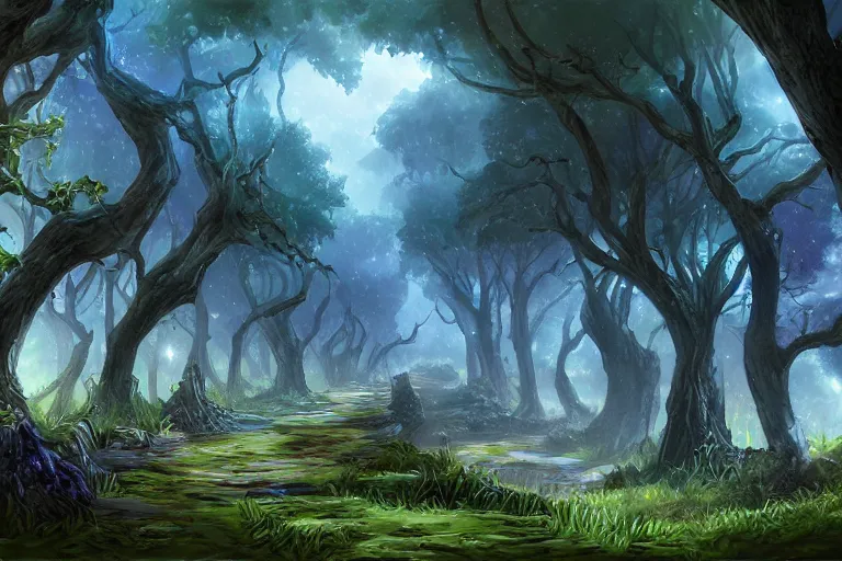 Prompt: the roads of zangarmarsh, digital art,