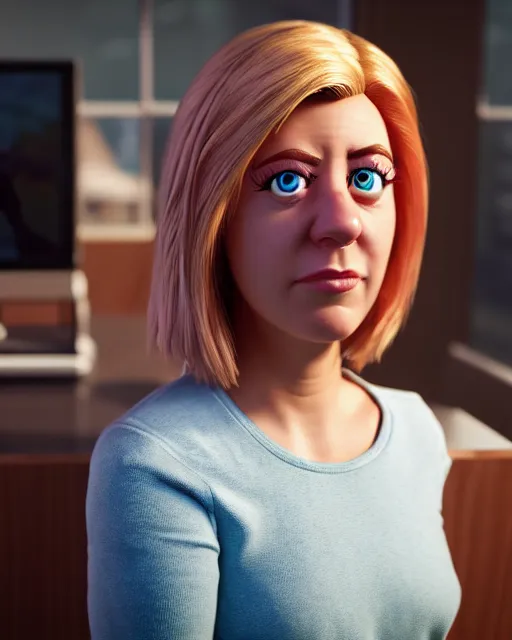 Image similar to detailed portrait, a photo of elyse wlliams as a muppet, unreal engine, hyper realism, realistic shading, cinematic composition, blender render, octane render, ultrawide shot