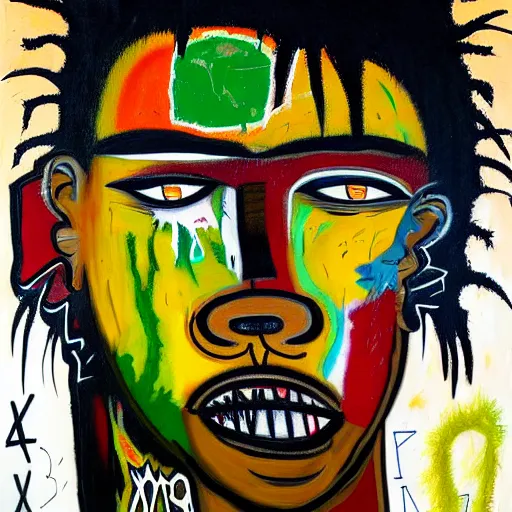 Image similar to detailed chaotic neo expressionism oil painting of sad boy rapper crying with tattoos by basquiat