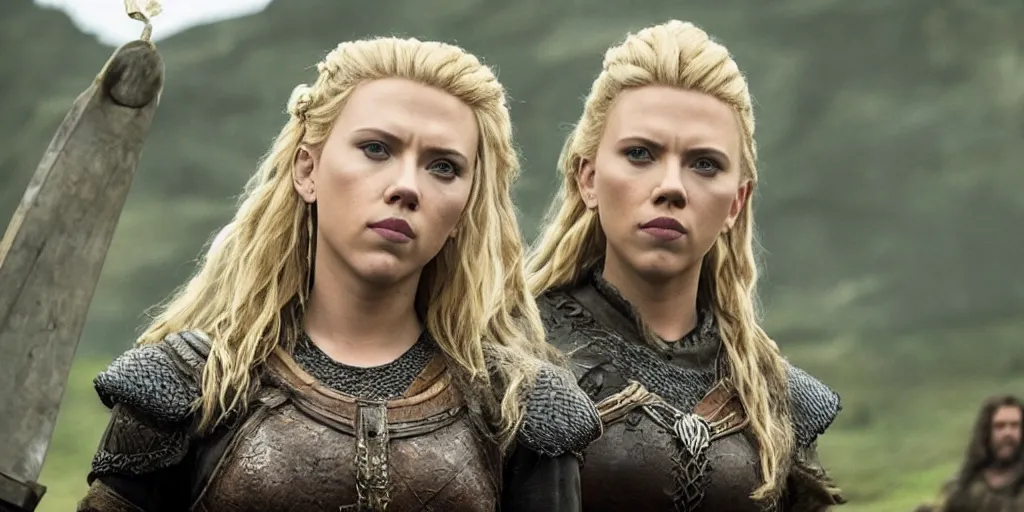 Image similar to Scarlett Johansson playing Lagertha in the TV series Vikings
