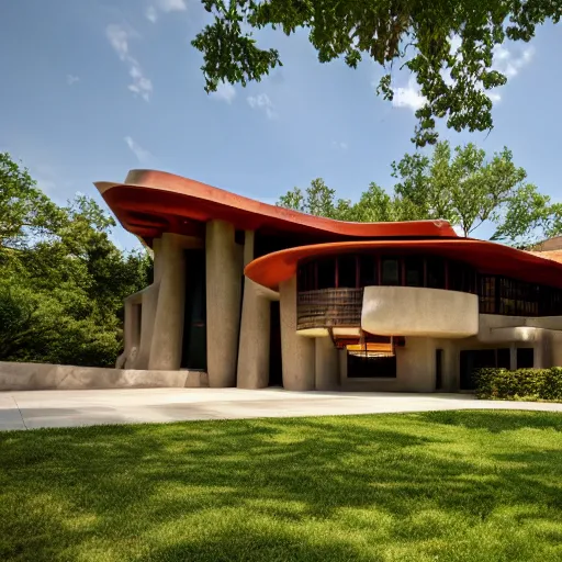 Prompt: 4K uhd photo of house designed by Frank Lloyd Wright