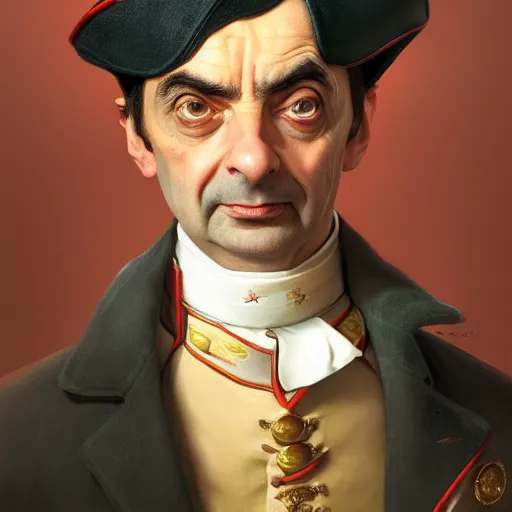 Image similar to a portrait of Mr Bean as Napoléon Bonaparte, detailed, centered, digital painting, artstation, concept art, donato giancola, WLOP, Boris Vallejo, Breathtaking, 8k resolution, extremely detailed, beautiful, establishing shot, artistic, hyperrealistic, octane render