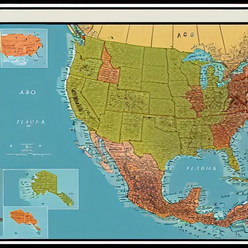 Image similar to a map of north america, labeled